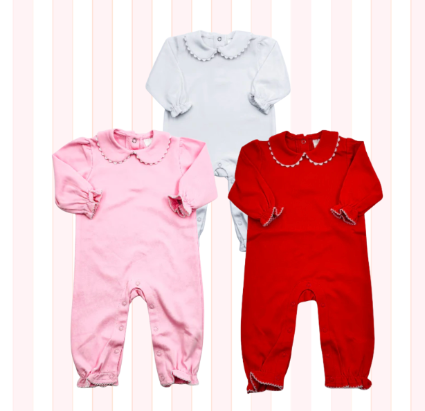 Valentine's Day - Girl's Picot Trim Romper
