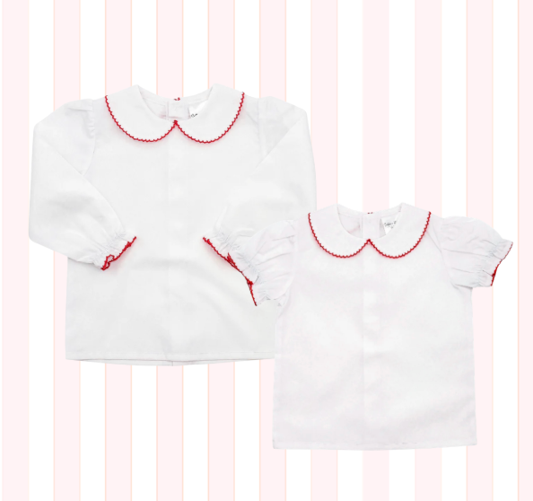 Valentine's Day - Woven Picot Collared Shirt - Embroidery on Collar ONLY