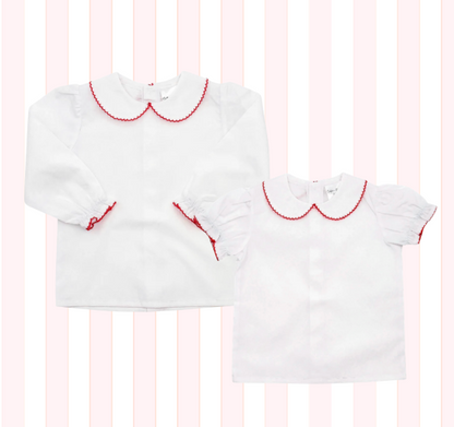 Valentine's Day - Woven Picot Collared Shirt - Embroidery on Collar ONLY