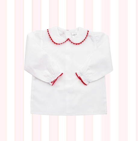 Valentine's Day - Woven Scallop Collared Shirt - Embroidery on Collar ONLY