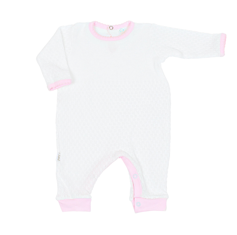Paty Knit Romper with Pima Trim - Pink