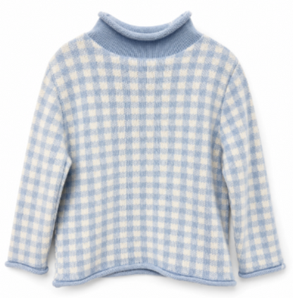 Rollneck Sweater - Blue Gingham