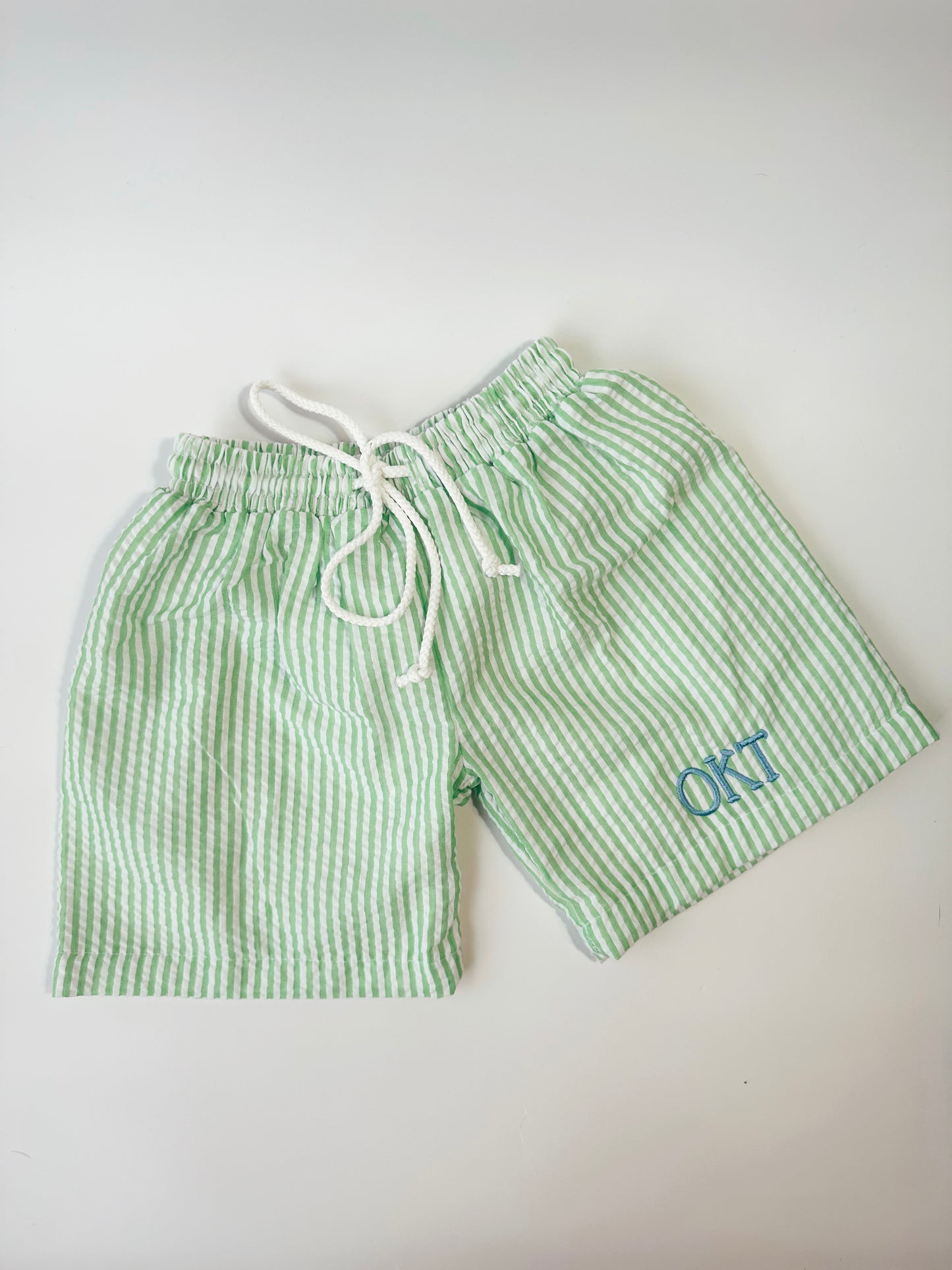 Boy's Seersucker Swim Trunks