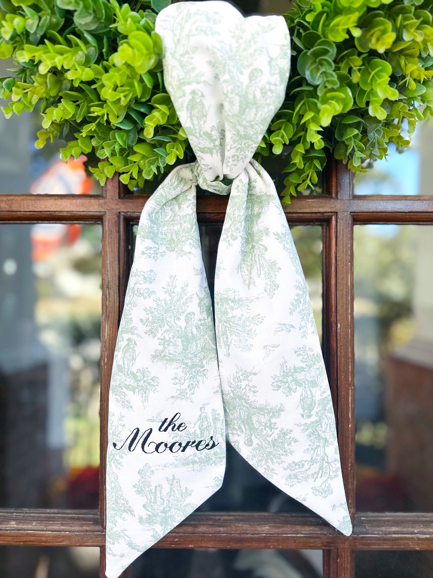Toile Wreath Sash